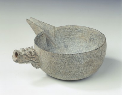 Steatite pouring bowl with dragon head handle, Tang dynasty, China, c618-c906. Artist: Unknown