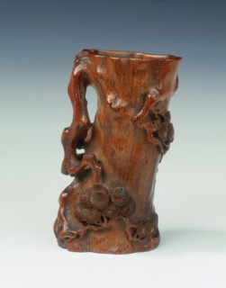 Bamboo brushpot in the shape of a pine tree, China, 1st half of the 17th century. Artist: Unknown