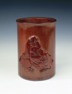 Bamboo brushpot with Laozi on a buffalo, China, late 17th century. Creator: Wu Zhifan.