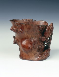 Carved bamboo cup in the form of a magnolia tree, China, c1662-c1722. Artist: Unknown