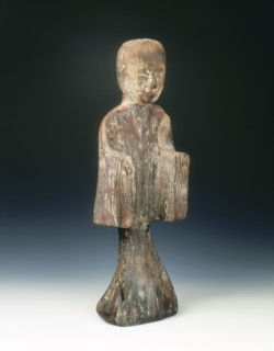Camphor wood standing female figure, China, c206 BC-c8 AD. Artist: Unknown