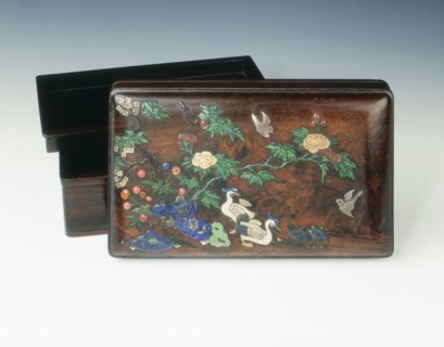 Inlaid zitan wood covered box, China, 2nd half of the 16th century. Artist: Unknown