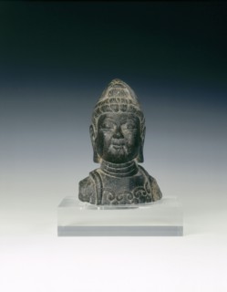 Black marble head of a Bodhisattva, China, 757-906 AD. Artist: Unknown