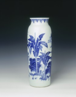 Blue and white sleeve vase, China, 1637. Artist: Unknown