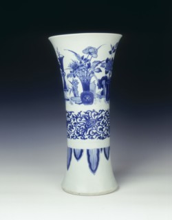 Blue and white trumpet vase, China, 1639. Artist: Unknown