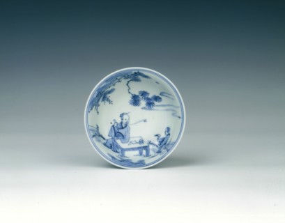 Blue and white cup showing calligrapher Wang Xizhi, China, 1573-1620. Artist: Unknown