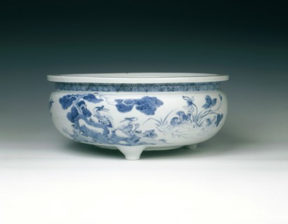 Dehua blue and white tripod bowl, China, mid-late 17th century. Artist: Unknown