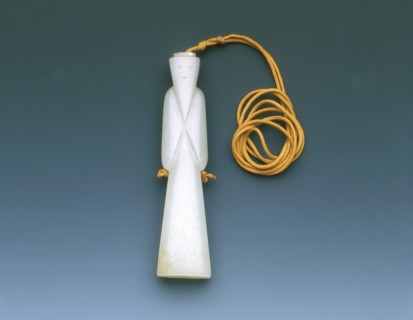 Jade bearded old man pendant, Western Han dynasty, China, 206 BC-8. Artist: Unknown