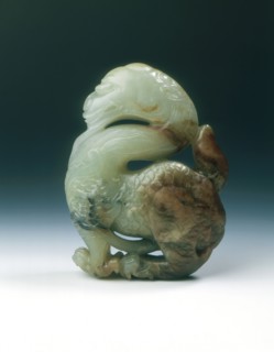 Jade standing qilin, Yuan dynasty, China, 1279-1368. Artist: Unknown