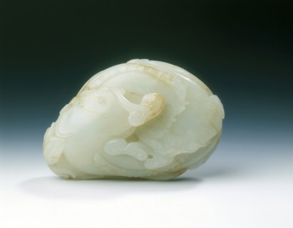 Jade of two catfish with lingzhi on a bed of waves, Qing dynasty, China, 18th century. Artist: Unknown