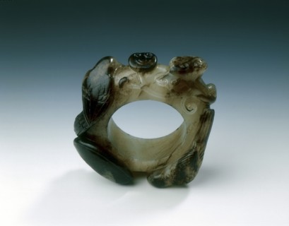 Jade circular ring with two birds and lingzhi in high relief, Ming dynasty, China, 1368-1644. Artist: Unknown