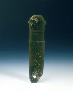 Dark green jade handle, Shang dynasty, Erligang phase, China, c1600-c1400 BC. Artist: Unknown