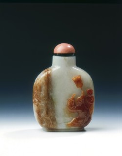 Jadeite snuff bottle with four different colours, Qing dynasty, China, 19th century. Artist: Unknown