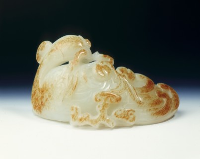 Jade phoenix with peach spray and fungus, Qing dynasty, China, probably first half of 18th century. Artist: Unknown