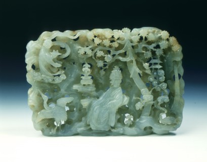 Jade reticulated plaque of Daoist paradise, late Ming or early Qing dynasty, China, 17th century. Artist: Unknown