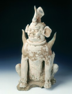 Pottery zhenmushou (a tomb guardian beast), early Tang dynasty, China, 7th century. Artist: Unknown
