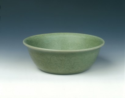 Carved celadon bowl, early Ming dynasty, China, 15th century. Artist: Unknown