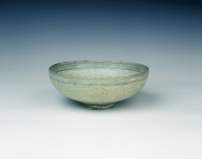 Punch'ong celadon bowl with stamped decoration, Choson dynasty, Korea, 15th century. Artist: Unknown