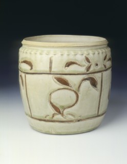 Celadon jar with floral decoration in brown slip, Thanh-hoa type, Ly dynasty, Vietnam, 12th century. Artist: Unknown