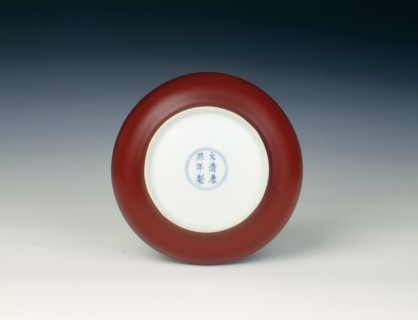 Saucer with sacrificial red glaze, Qing dynasty, late Kangxi period, China, 1700-1722. Artist: Unknown