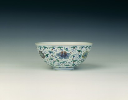 Doucai bowl with floral scrolls, Qing dynasty, Qianlong period, China, 1736-1795. Artist: Unknown