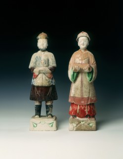 Pottery figures of a mandarin and lady, early Qing dynasty, China, 17th century. Artist: Unknown