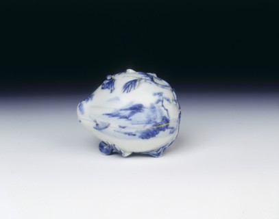 Hirado peach-shaped blue and white box, Late Edo, Japan, early 19th century. Artist: Unknown