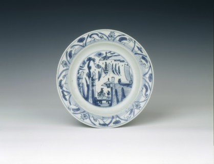 Kraak dish with figure on horseback, Ming dynasty, China, 1560-1580. Artist: Unknown