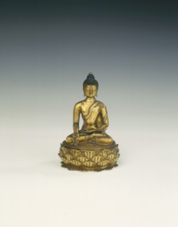 Gilt brass Ratnasambhava, patron saint of Nyingmapa sect, Mongolia, 18th century. Artist: Unknown
