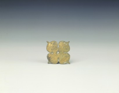 Quadrafoil applique with prancing horned sheep, Han dynasty, China, 206 BC-220 AD. Artist: Unknown