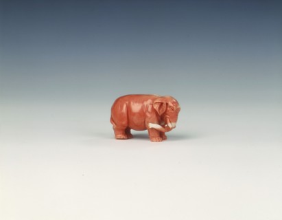 Pink coral elephant figure, 17th century. Artist: Unknown