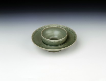 Celadon cupstand with incised floral decoration, Koryo dynasty, Korea, 1150-1200. Artist: Unknown