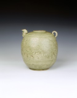 Celadon ewer with carved decoration of Yaozhou type, Vietnam, 12th-13th century. Artist: Unknown