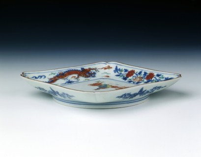Arita/Kakiemon square dish, middle Edo period, Japan, c1700-1720. Artist: Unknown