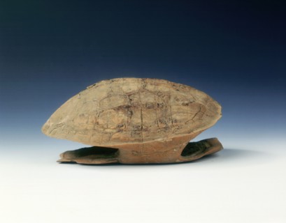 Petrified tortoise shell with oracle bone inscriptions, possibly Shang Dynasty, China, c1400 BC. Artist: Unknown