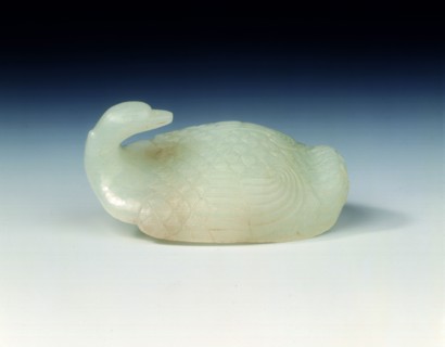 White jade goose garment hook, Qing dynasty, China, 18th century. Artist: Unknown