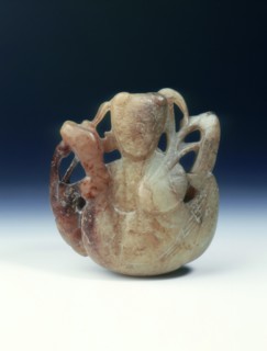 Jade group of a boy holding a frond and riding a goose, Song or Yuan dynasty, China, 1200-1400. Artist: Unknown