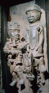Brass plaque showing the Oba of Benin with attendants, Edo, Benin, Nigeria, 16th century. Artist: Unknown