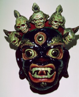 Tibetan mask used in ritual dance, c9th century. Artist: Unknown