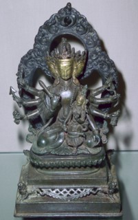 A bronze statuette of Bodhisattva Manjunatha, a Nepalese deity. Artist: Unknown