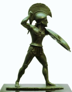 A bronze statuette of a Greek hoplite warrior. Artist: Unknown