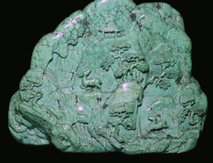 Chinese Quing Dynasty turquoise carving of a mountain, 18th century Artist: Unknown