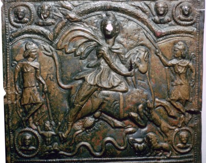 Bronze Roman relief of Mithras killing a bull. Artist: Unknown