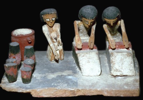 Egyptian wooden model of beer-making. Artist: Unknown