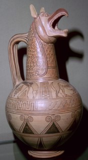 Jug with a griffin-head spout, Greek, c675-c650 BC. Artist: Unknown