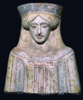 Greek terracotta bust of a young girl or goddess, 5th century BC. Artist: Unknown