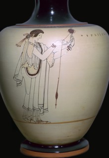 Vase-painting of a woman spinning, 5th century BC.