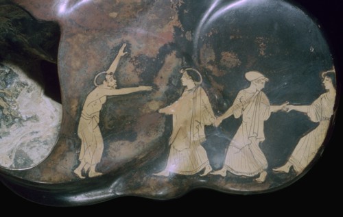 Greek red-figure astragalos with dancing figures, 5th century BC. Artist: Unknown