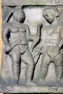 Roman relief of gladiators, 3rd century. Artist: Unknown