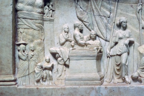 Greek relief of a family sacrificing. Artist: Unknown